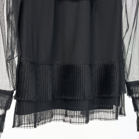 Twinset Black Pleated Flounce Tulle Blouse - Picture 7 of 12
